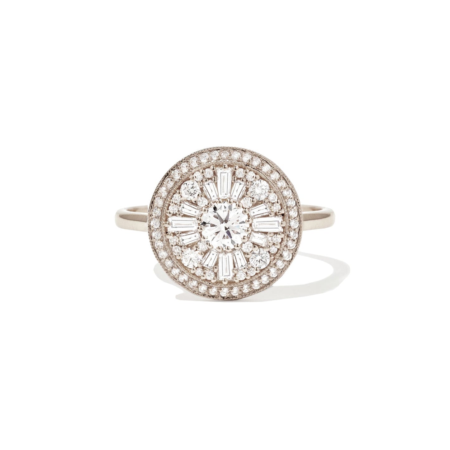 0.35 CT Round Cut Moissanite Halo Cluster Mosaic Engagement Ring