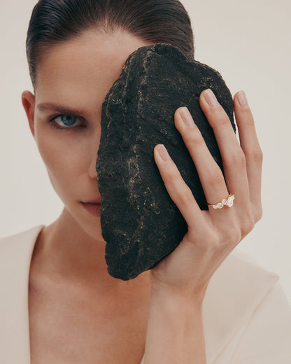 0.7 CT Pear Cut Lab grown Diamond Cluster Engagement Ring