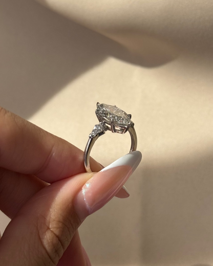 3 CT Marquise Cut Lab grown Diamond Three Stone Engagement Ring