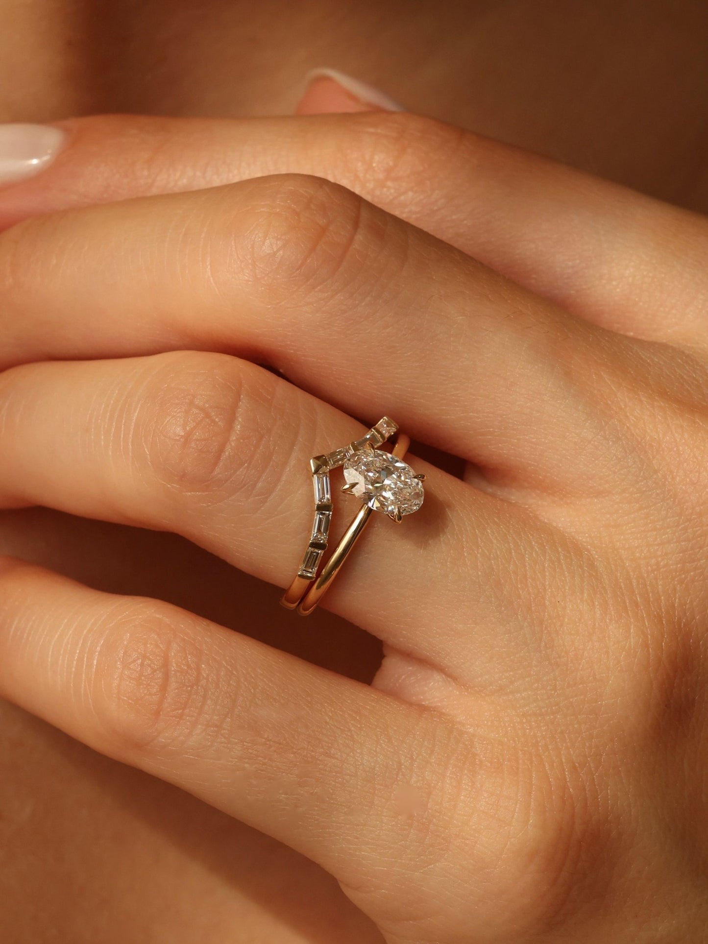 0.3 TCW Baguette CVD Diamond V-Shaped Wedding Band