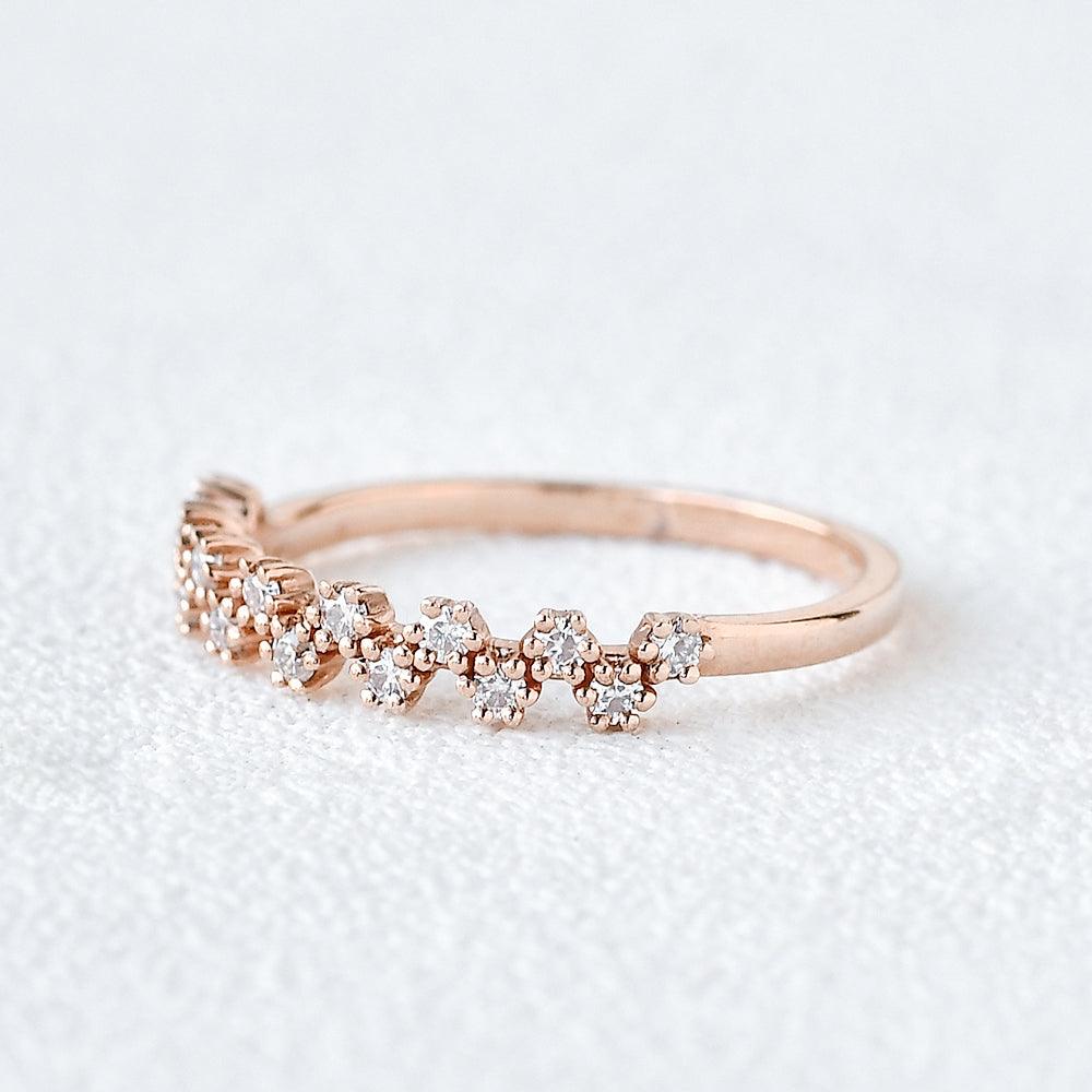 0.15 TCW Round Moissanite Dainty Cluster Wedding Band