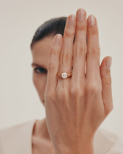 1 CT - 2 CT Round Cut Lab grown Diamond Tension Setting Solitaire Engagement Ring