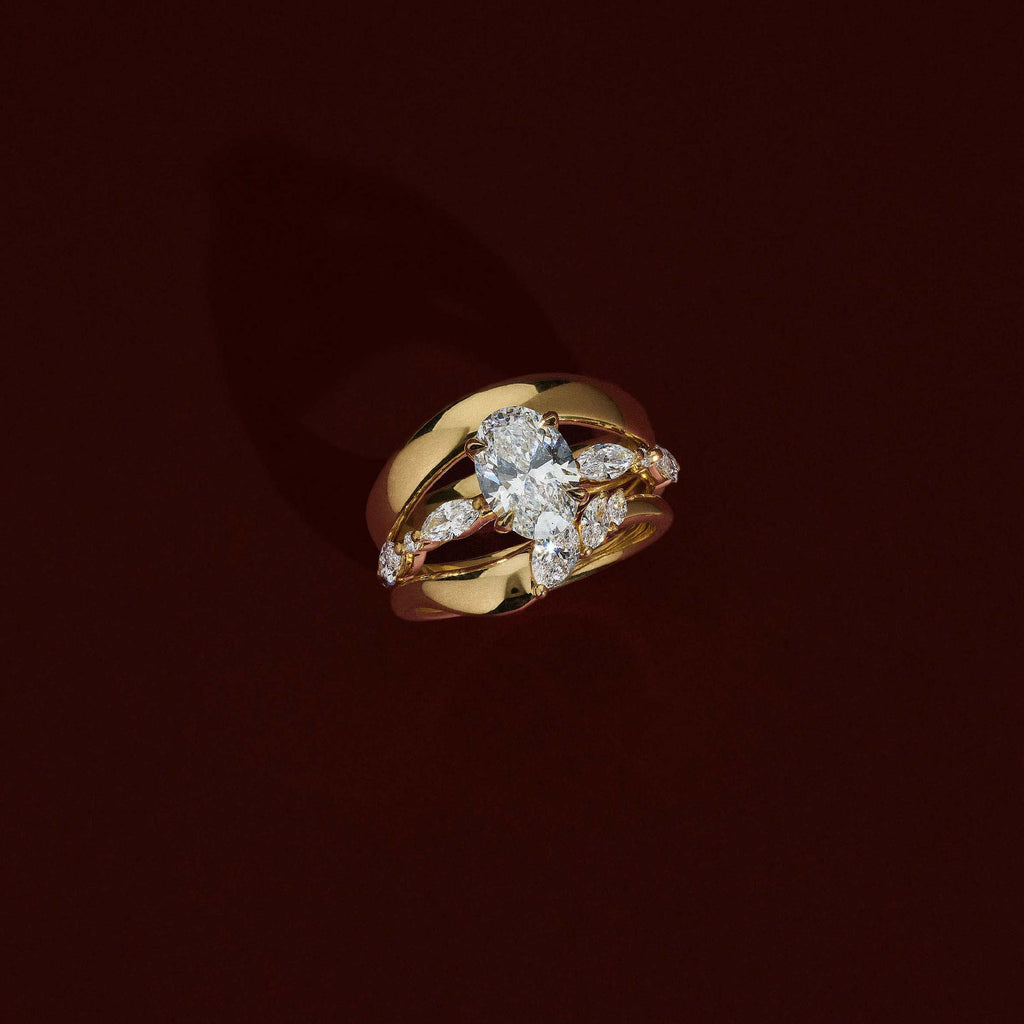 1.5 CT - 2.5 CT Oval Cut Pave Moissanite Engagement Ring