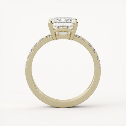 3 CT Emerald Cut Lab grown Diamond Pave Engagement Ring