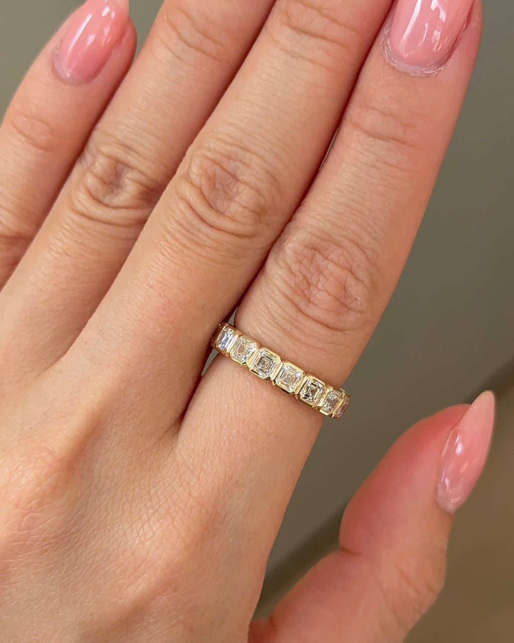 2.09 TCW Asscher CVD Diamond Half Eternity with Bezel Wedding Band
