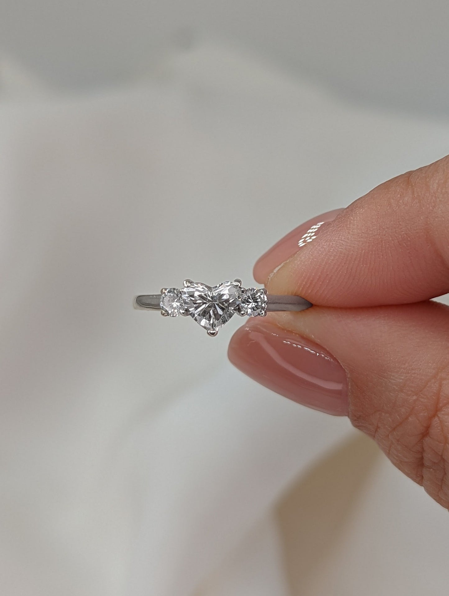0.5 CT Heart Cut Three Stone Moissanite Engagement Ring