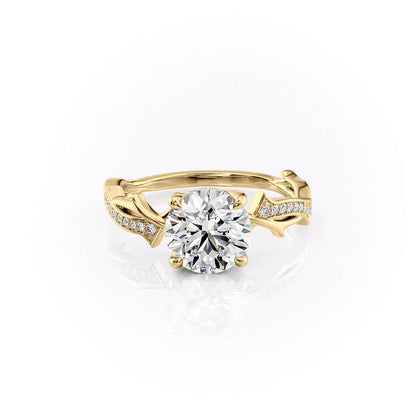 2 CT - 3 CT Round Cut Hidden Halo Twig Style Pave Moissanite Engagement Ring