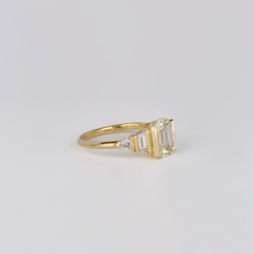 2.01 CT Emerald Cut Lab grown Diamond Five Stone Engagement Ring