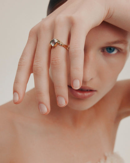 1.01 CT Emerald Cut Lab grown Diamond Sculptural Band Solitaire Engagement Ring