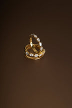 0.6 TCW Pear Moissanite Double Band Pave Wedding Band