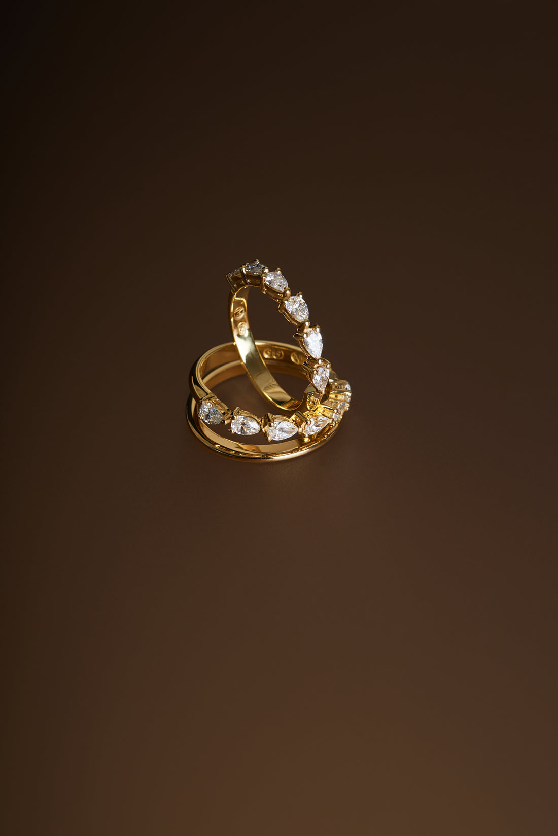 0.6 TCW Pear Moissanite Double Band Pave Wedding Band