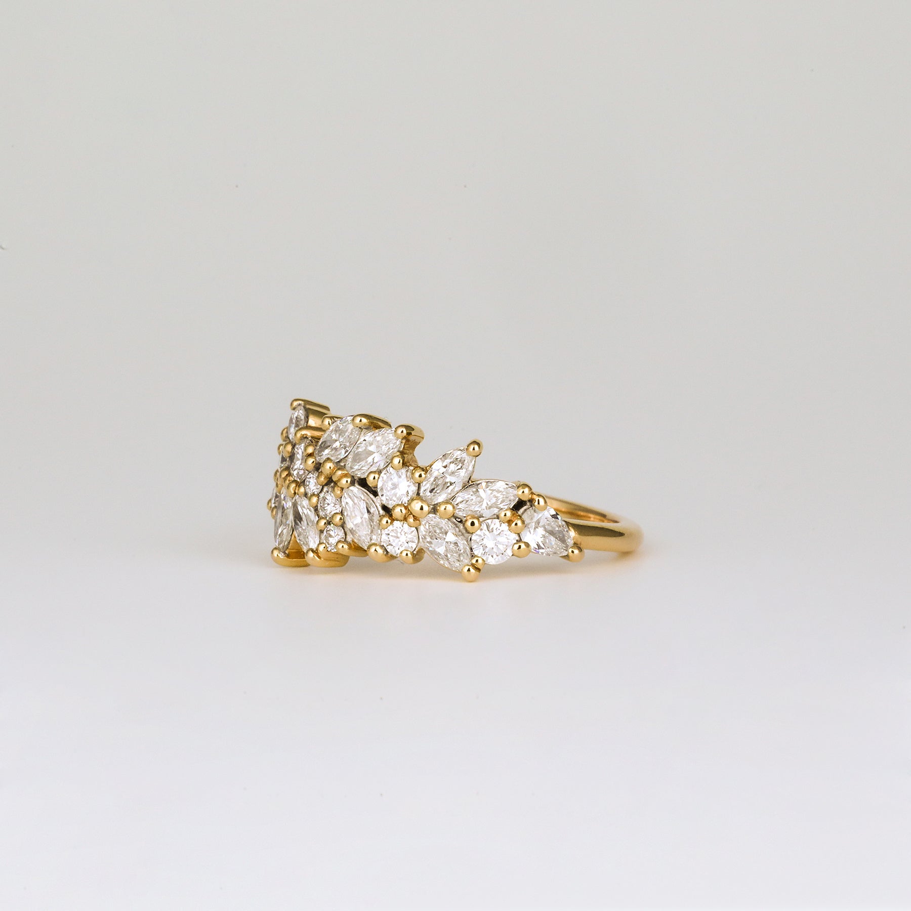 0.92 TCW Marquise Cluster CVD Diamond Wedding Band