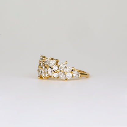 0.92 TCW Marquise Cluster CVD Diamond Wedding Band