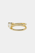 1.5 TCW Pear Cut Lab grown Diamond Double Band Three Stone Engagement Ring