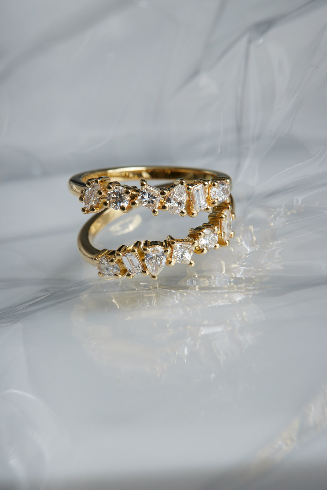1.2 TCW Multi Shape Moissanite Diamond Double Band Style Wedding Band