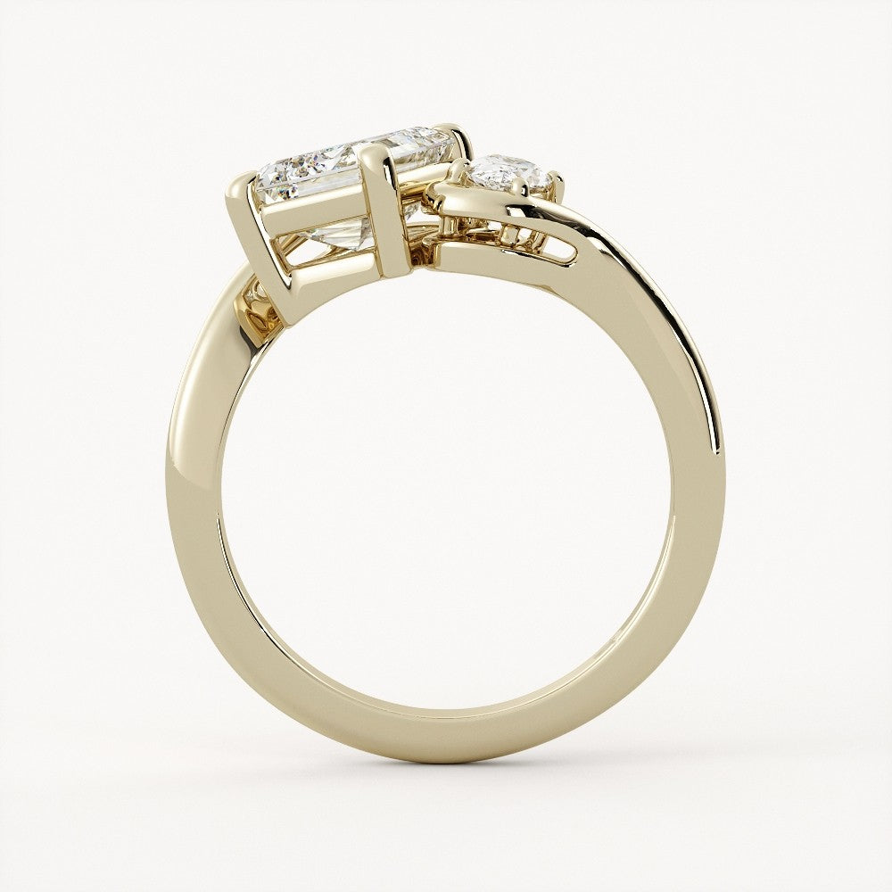 1.75 CT Emerald Cut Lab grown Diamond Two Stone Engagement Ring