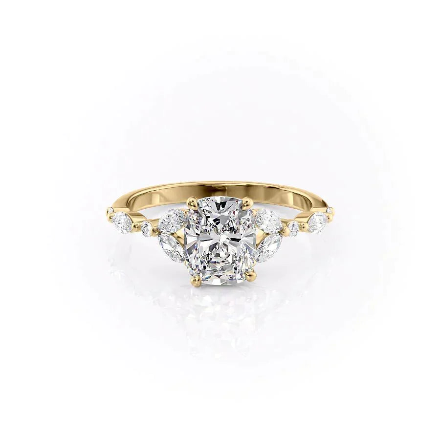 1 CT - 2 CT Elongated Cushion Cut Cluster Moissanite Engagement Ring