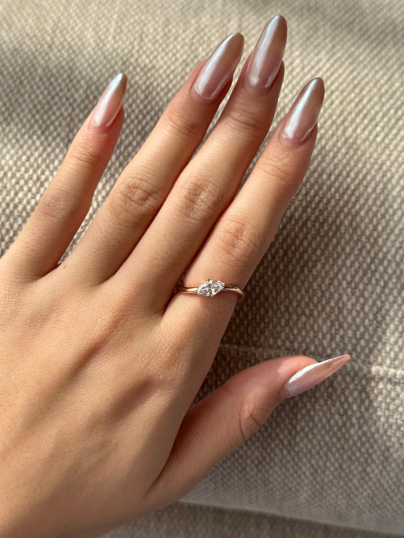 0.5 CT Marquise Cut Lab grown Diamond Curvy Engagement Ring