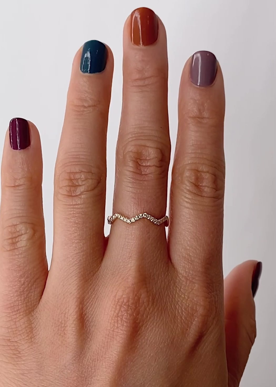 0.44 TCW Round CVD Diamond Zig-Zag Dot Wedding Band