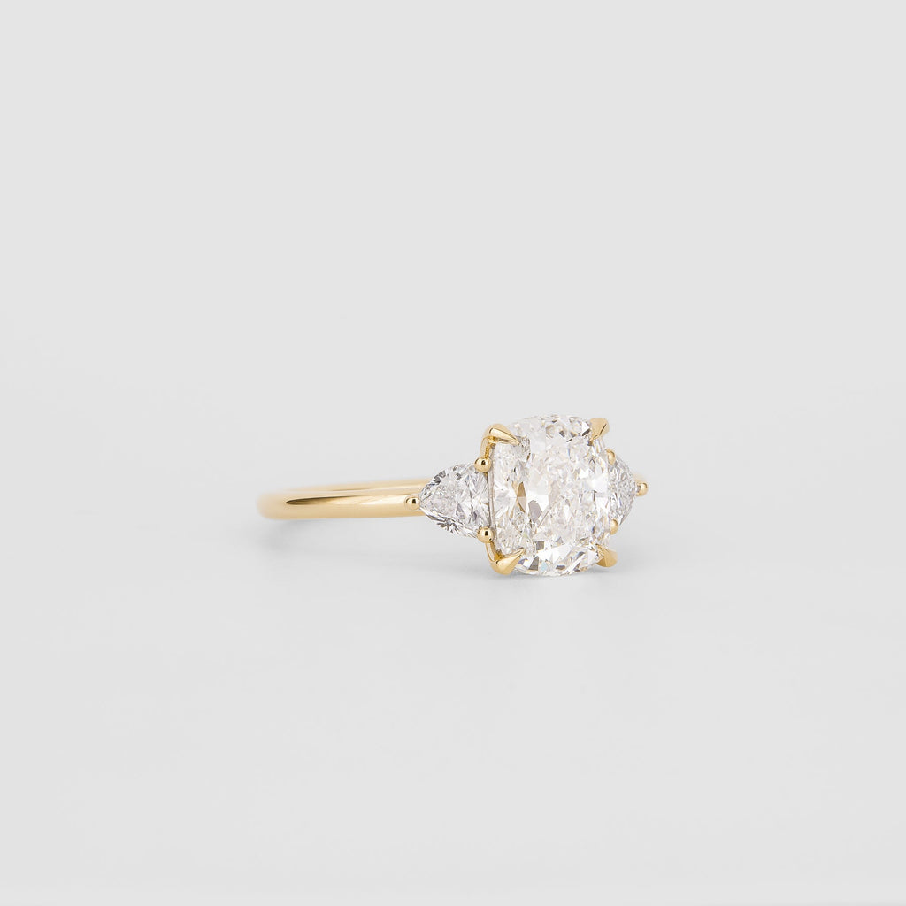 1.52 CT - 3.52 CT Elongated Cushion Cut Lab grown Diamond Three Stone Engagement Ring