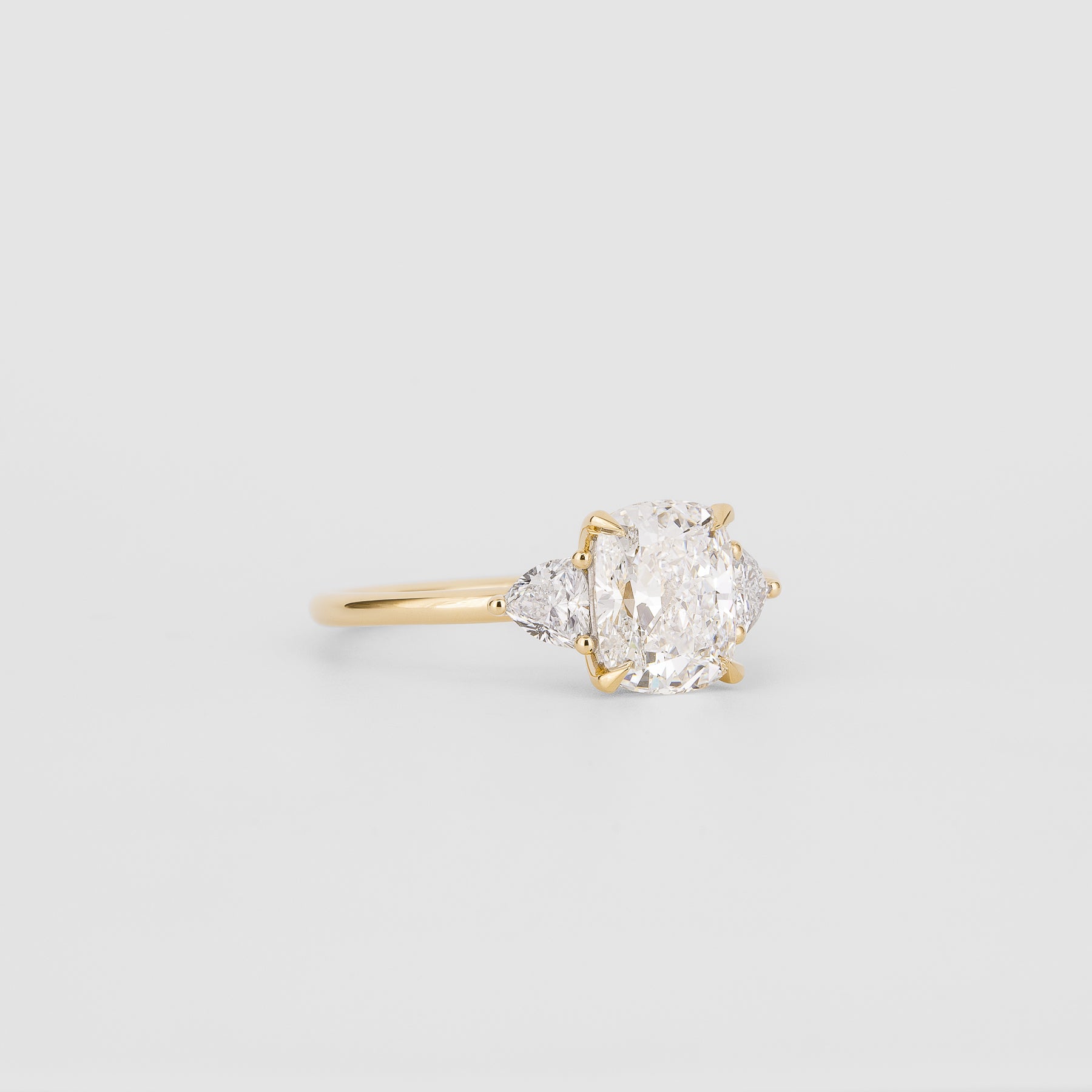 1.52 CT - 3.52 CT Elongated Cushion Cut Lab grown Diamond Three Stone Engagement Ring