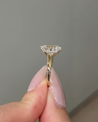 3.10 CT Cushion Cut Lab grown Diamond Hidden Halo Engagement Ring