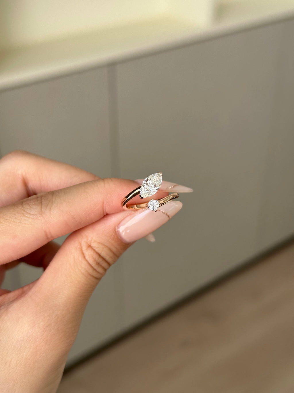 1 CT Marquise Cut Lab grown Diamond Cuff Engagement Ring