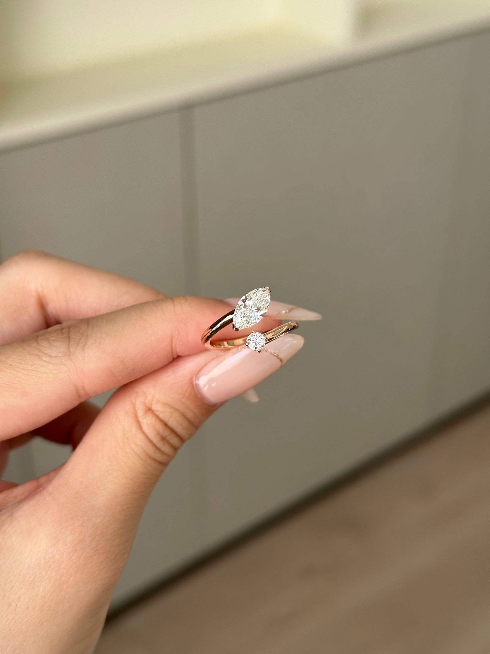 1 CT Marquise Cut Lab grown Diamond Cuff Engagement Ring
