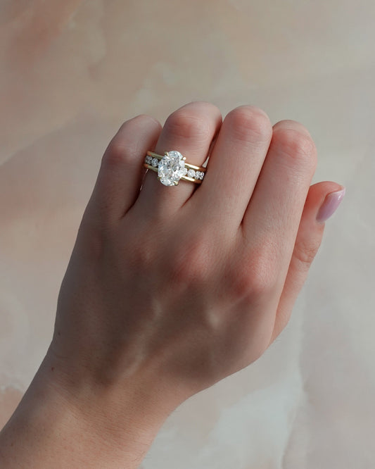 3 CT - 4 CT Oval Cut Lab grown Diamond Channel Setting Engagement Ring