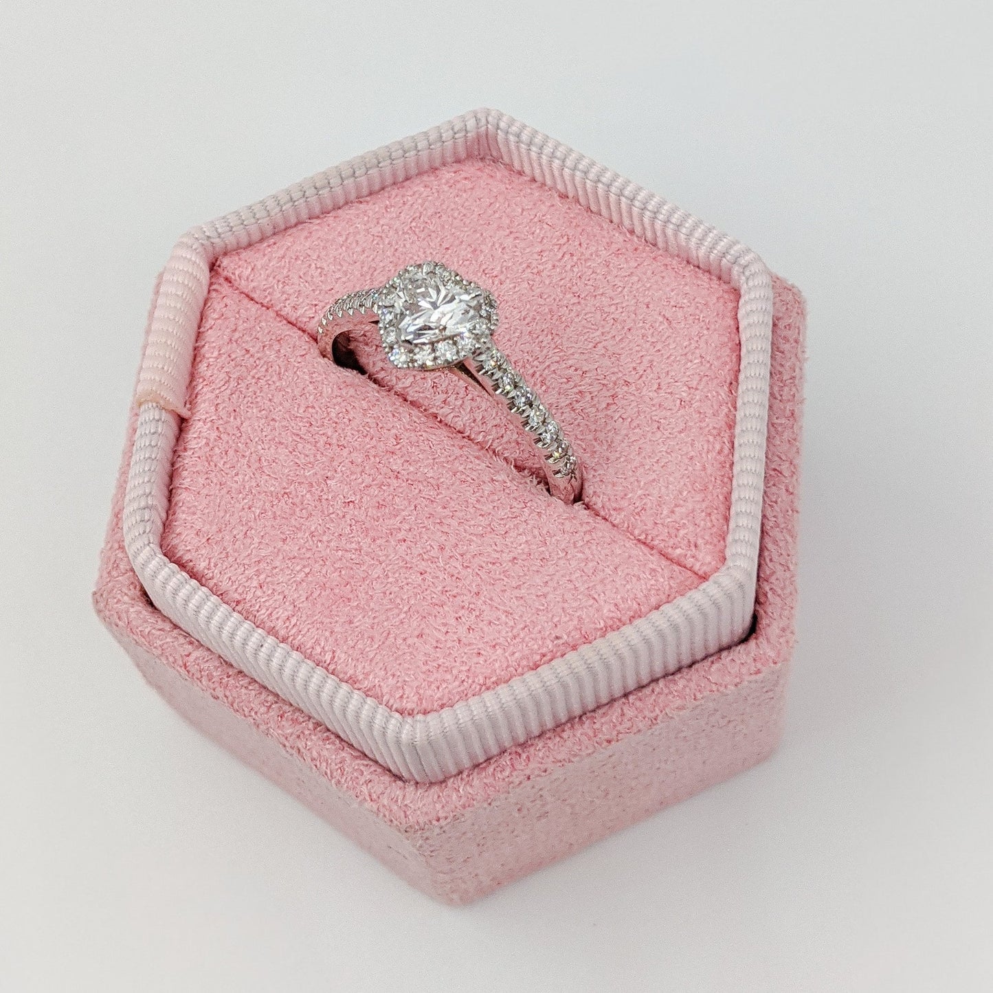 0.6 CT Heart Cut Halo Pave Setting Moissanite Engagement Ring