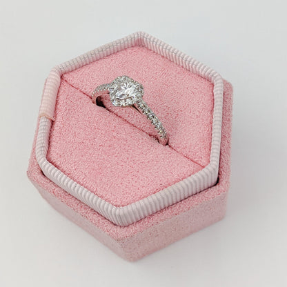 0.6 CT Heart Cut Halo Pave Setting Moissanite Engagement Ring