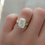 2 CT - 4 CT Elongated Cushion Cut Lab grown Diamond Solitaire Bezel Engagement Ring