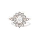 0.74 CT Oval Cut Moissanite Sunflower Style Mosaic Engagement Ring