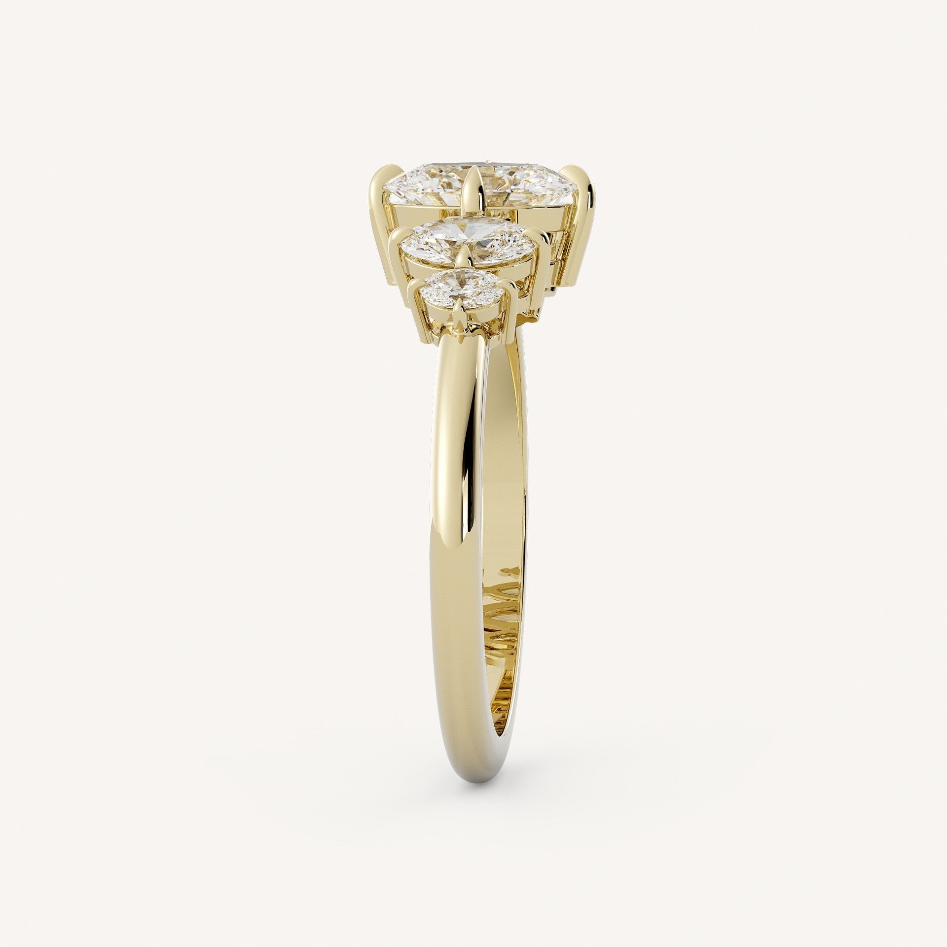 1.2 TCW Oval Cut Lab grown Diamond Five Stone Engagement Ring