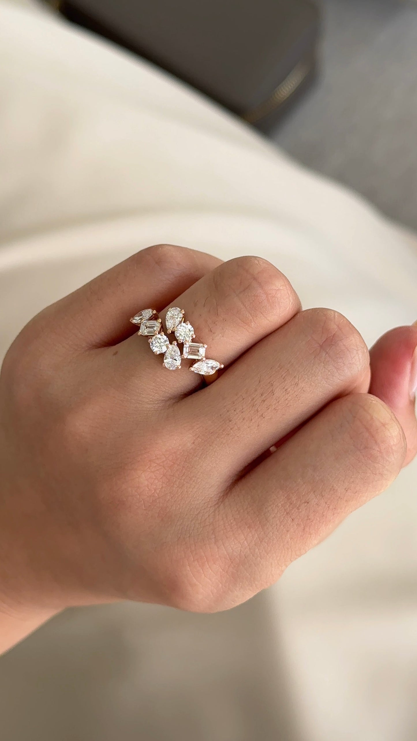 1.65 TCW Mix Shape CVD Diamond Open Wedding Band