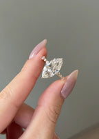 Marquise Cut Lab grown Diamond Hidden Halo Engagement Ring