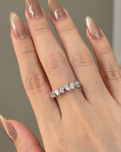 1.33 TCW Mix Fancy CVD Diamond Half Eternity Wedding Band