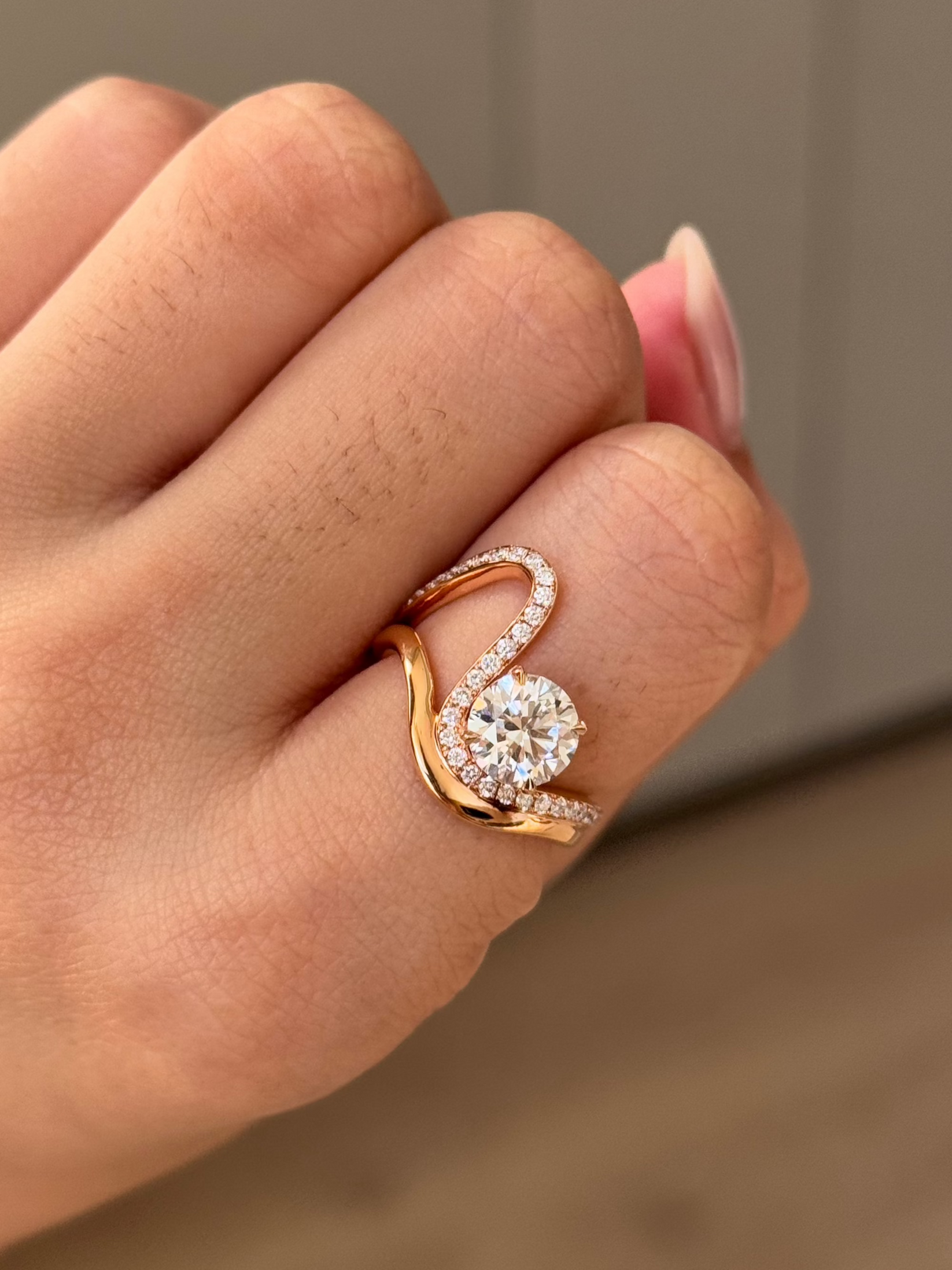 1.51 CT Round Cut Lab grown Diamond Greek Goddess Engagement Ring