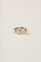 2.4 TCW Pear & Oval Cut Lab grown Diamond Two Stone Engagement Ring