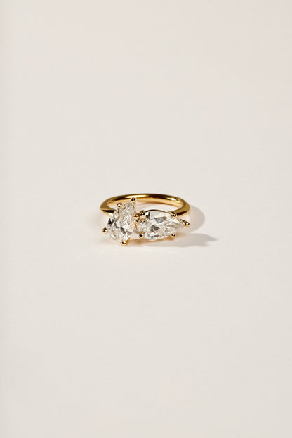 2.4 TCW Pear & Oval Cut Lab grown Diamond Two Stone Engagement Ring