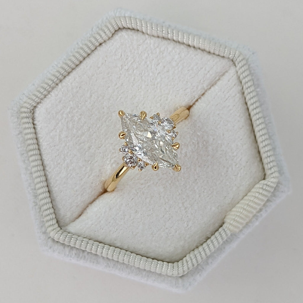 2 CT Marquise Cut Cluster Moissanite Engagement Ring
