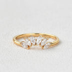 0.4 TCW Marquise Moissanite Cluster Curved Wedding Band
