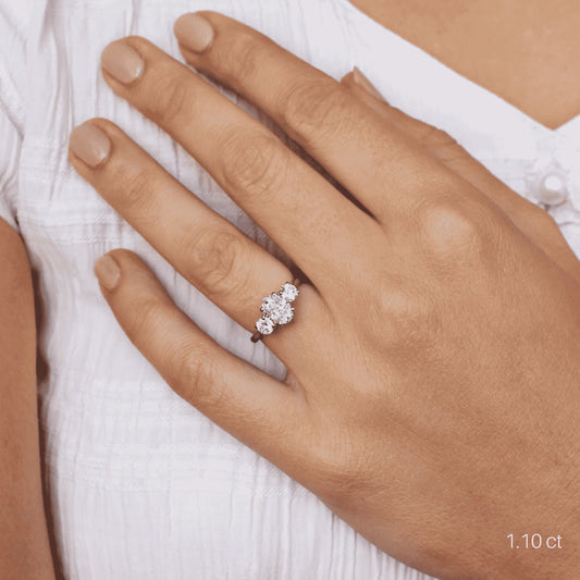 1 CT Oval Cut Three Stone Moissanite Engagement Ring