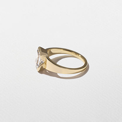 1.09 CT -3.09 CT Emerald Cut Lab grown Diamond Half Bezel Solitaire Engagement Ring