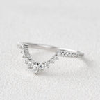0.25 TCW Marquise & Round Moissanite Curved Stacking Wedding Band