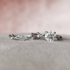 Oval Cut Moissanite Half Eternity Nature Inspired Bridal Set