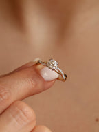 0.9 CT - 2.9 CT Round Cut Lab grown Diamond Twisted Pave Setting Engagement Ring