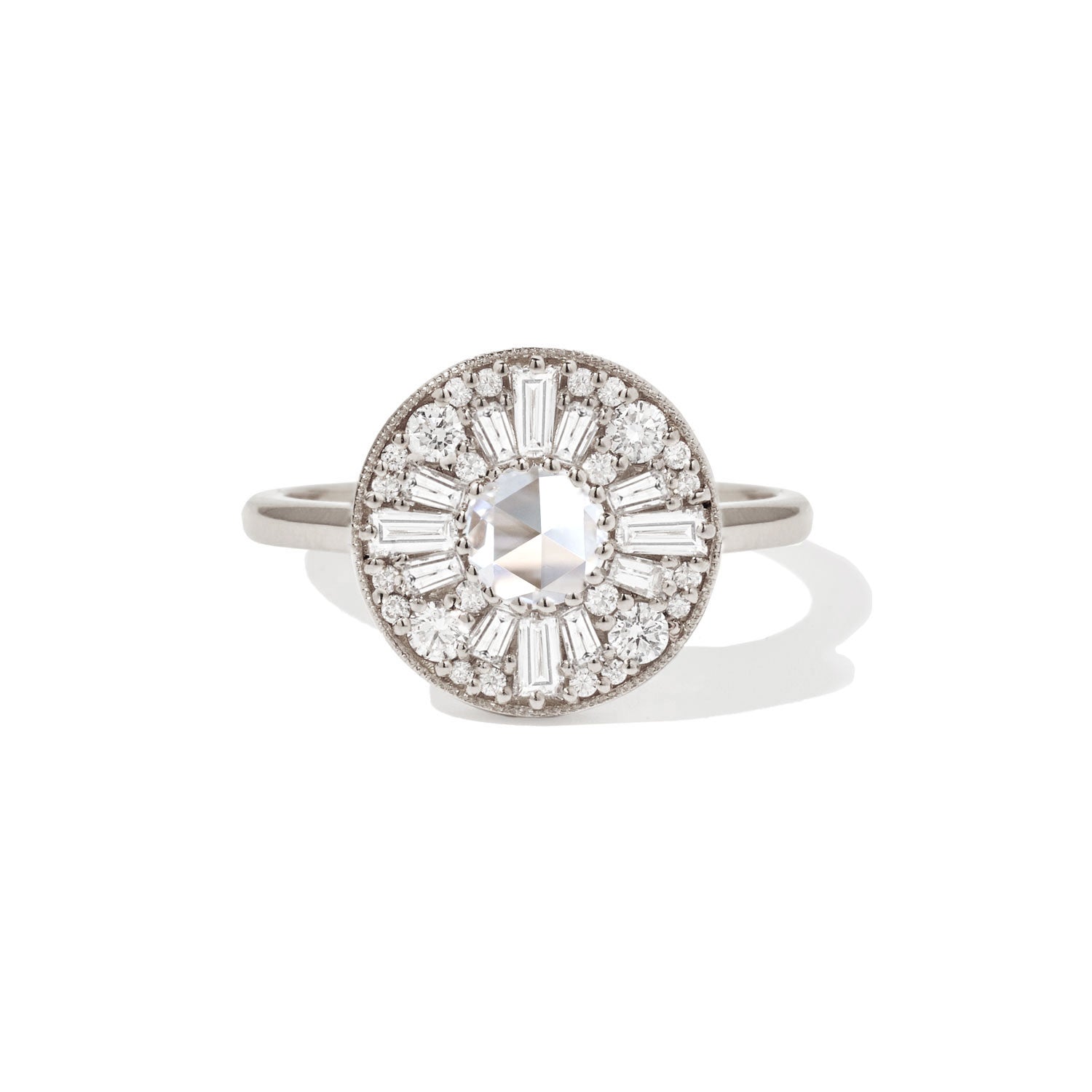 0.2 CT Round Cut Moissanite Round Shape Mosaic Engagement Ring