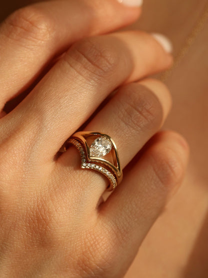 1 CT - 3 CT Pear Cut Lab grown Diamond Split Shank Solitaire Engagement Ring