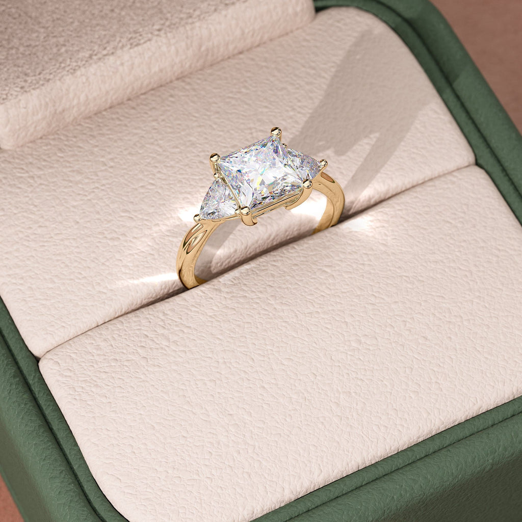 2 CT Princess Cut Three Stone Moissanite Engagement Ring